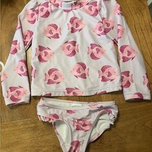 Carter's Pink Fish Pattern Swim Rashguard Set
